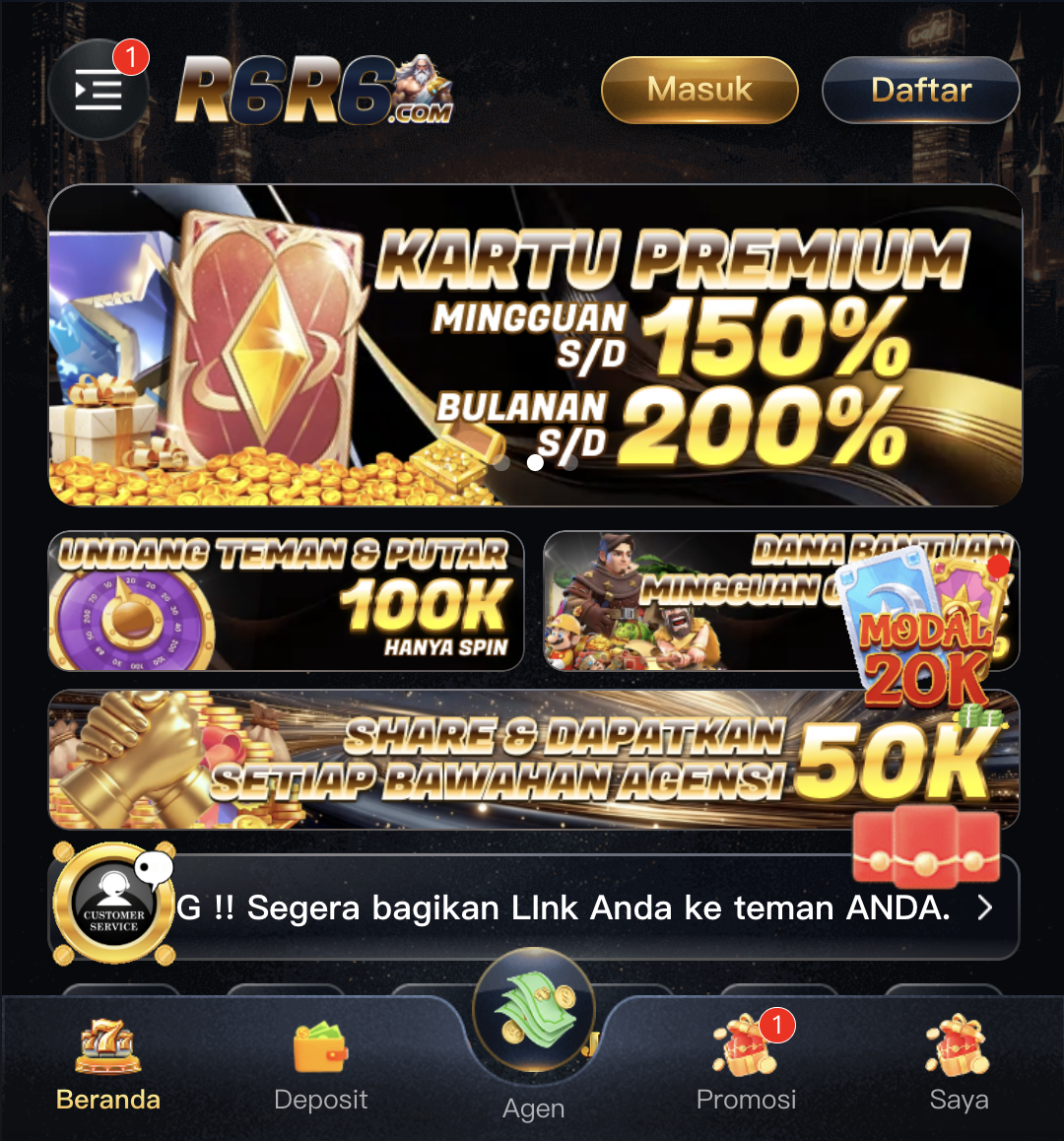 R6R6 situs game online terbaru 2026 tampilan homepage modern